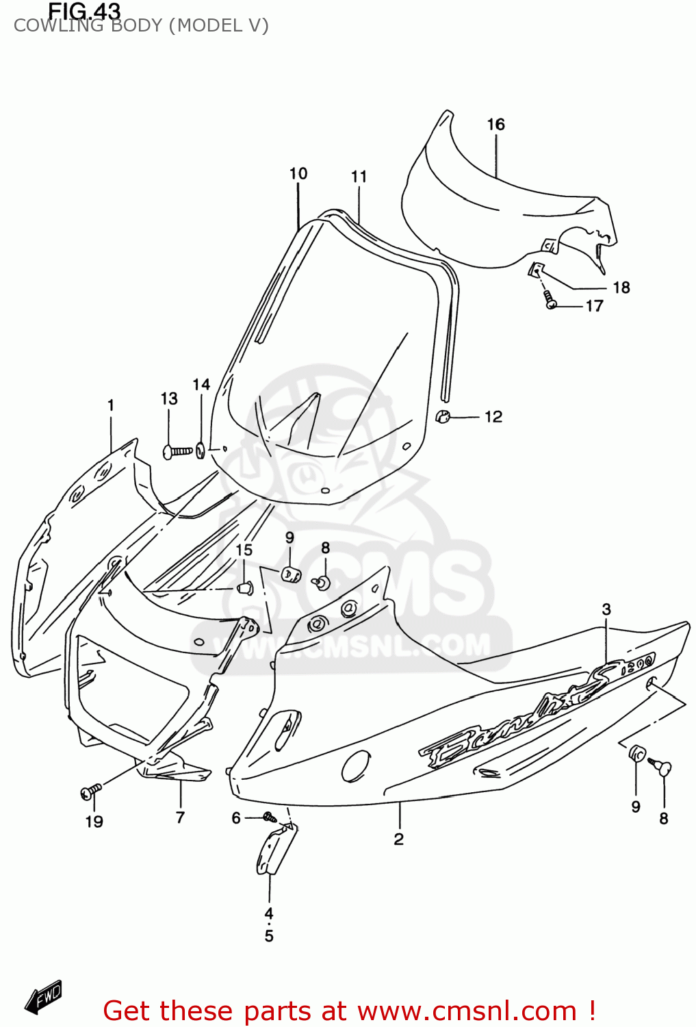 COWLING BODY (MODEL V) GSF1200S BANDIT 1998 (W) USA (E03)