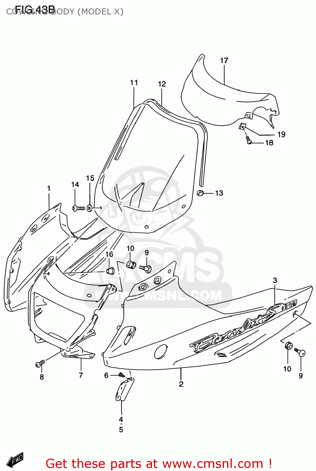 COWLING BODY (MODEL X) GSF1200S BANDIT 1998 (W) USA (E03)