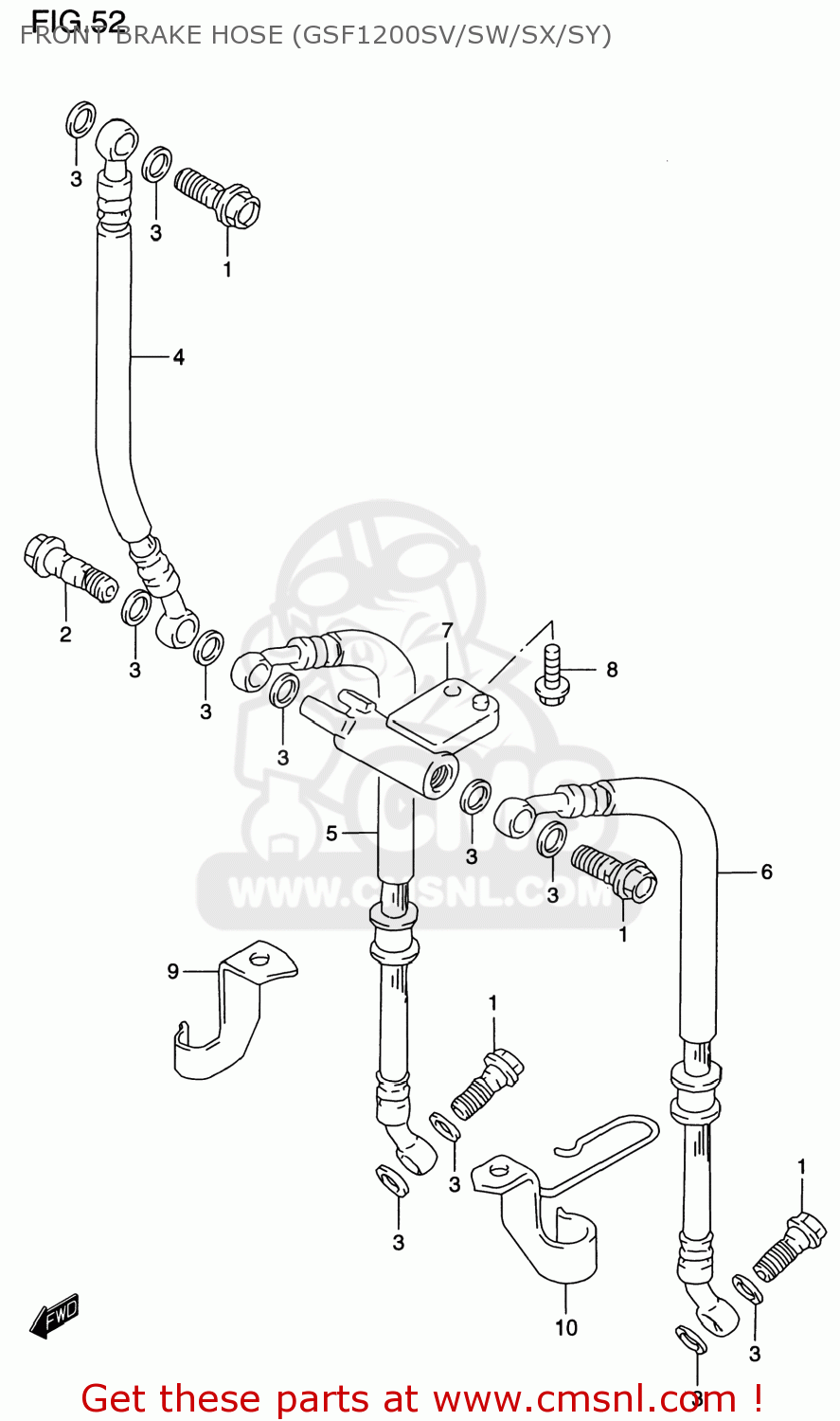 FRONT BRAKE HOSE (GSF1200SV/SW/SX/SY) GSF1200S BANDIT 1998 (W) USA (E03)