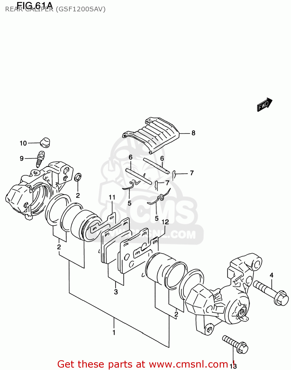 REAR CALIPER (GSF1200SAV) GSF1200S BANDIT 1998 (W) USA (E03)