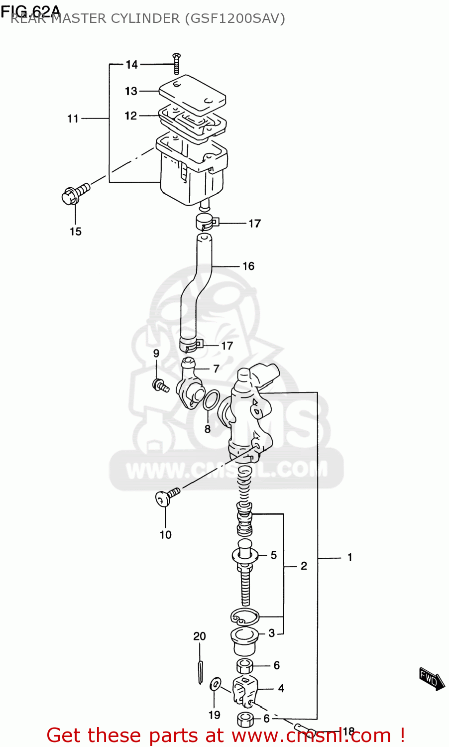 REAR MASTER CYLINDER (GSF1200SAV) GSF1200S BANDIT 1998 (W) USA (E03)