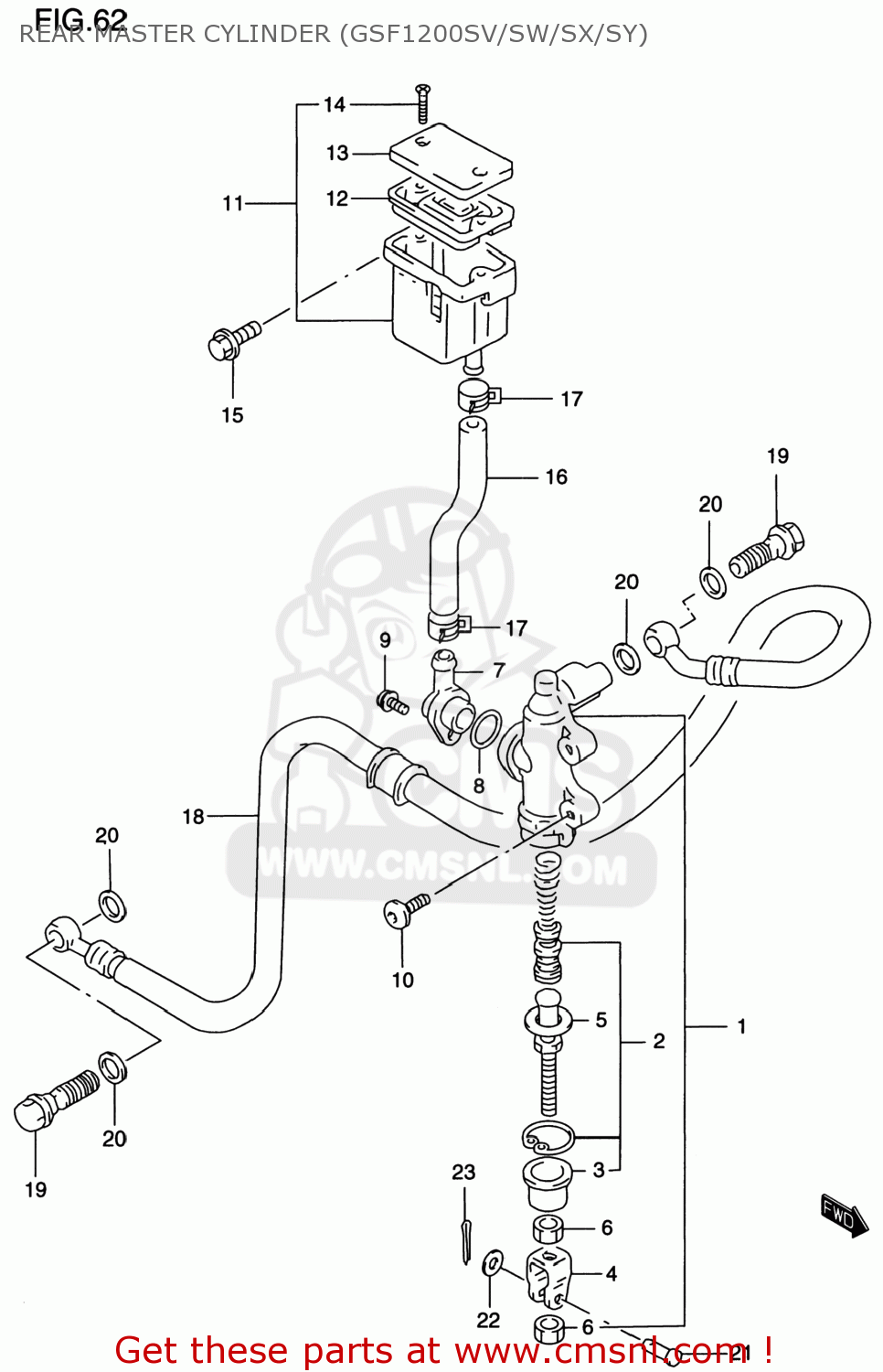 REAR MASTER CYLINDER (GSF1200SV/SW/SX/SY) GSF1200S BANDIT 1998 (W) USA (E03)