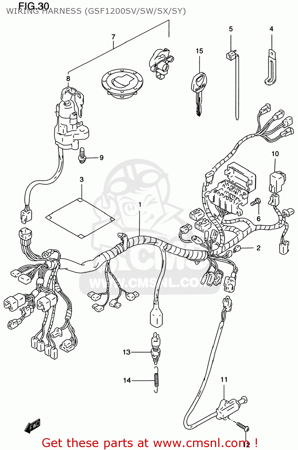 WIRING HARNESS (GSF1200SV/SW/SX/SY) GSF1200S BANDIT 1998 (W) USA (E03)