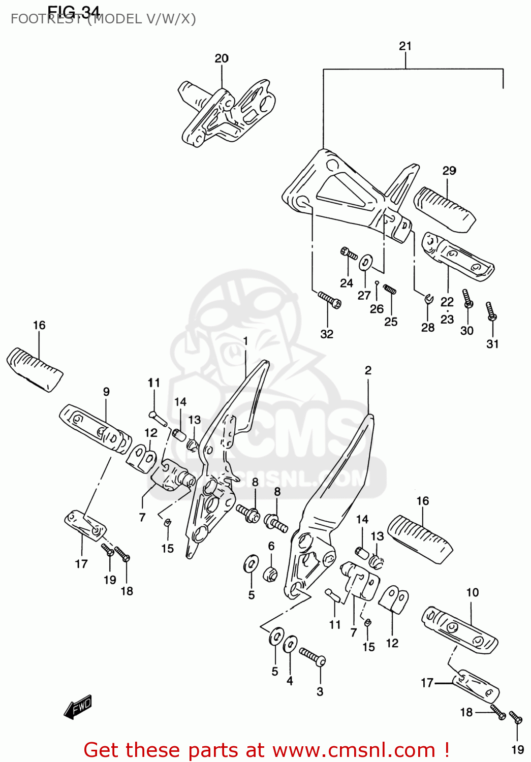 FOOTREST (MODEL V/W/X) GSF1200S BANDIT 1999 (X) USA (E03)