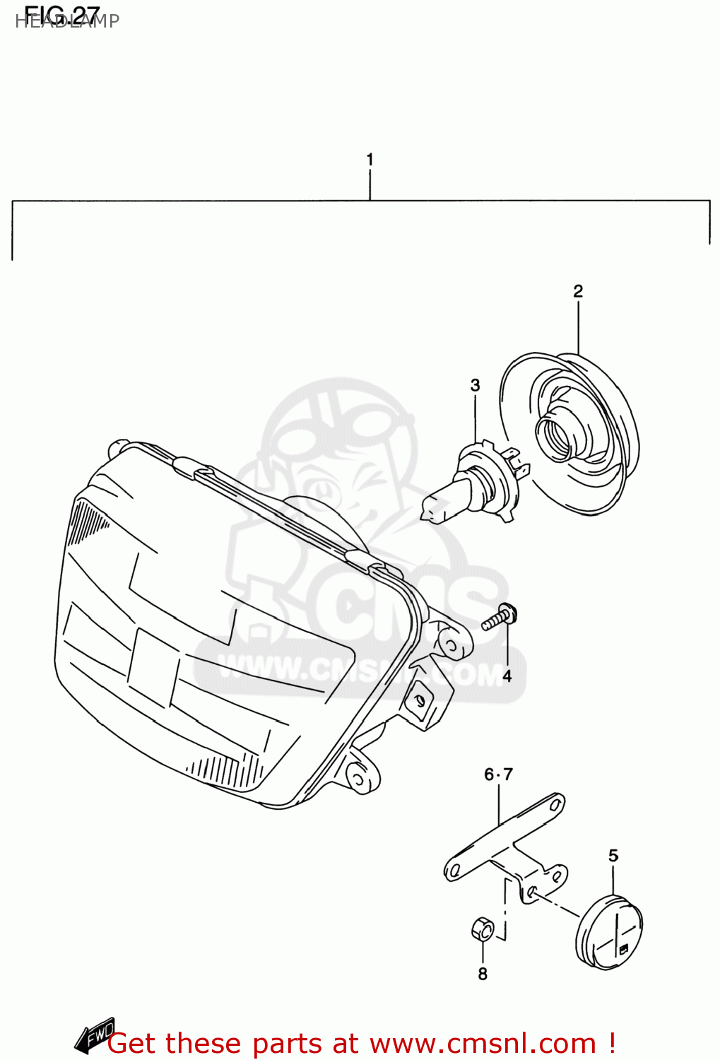 HEADLAMP GSF1200S BANDIT 1999 (X) USA (E03)