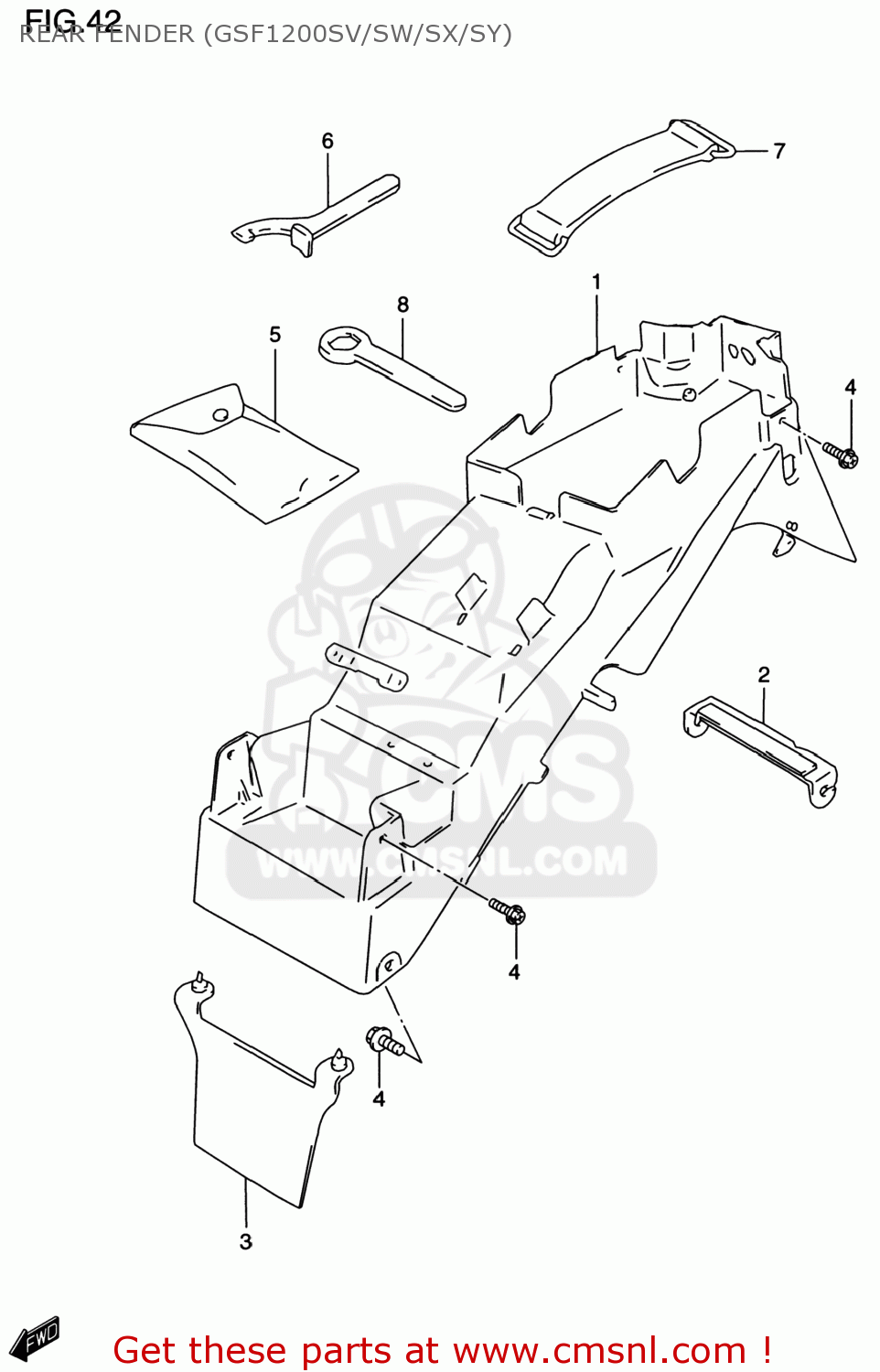 REAR FENDER (GSF1200SV/SW/SX/SY) GSF1200S BANDIT 1999 (X) USA (E03)