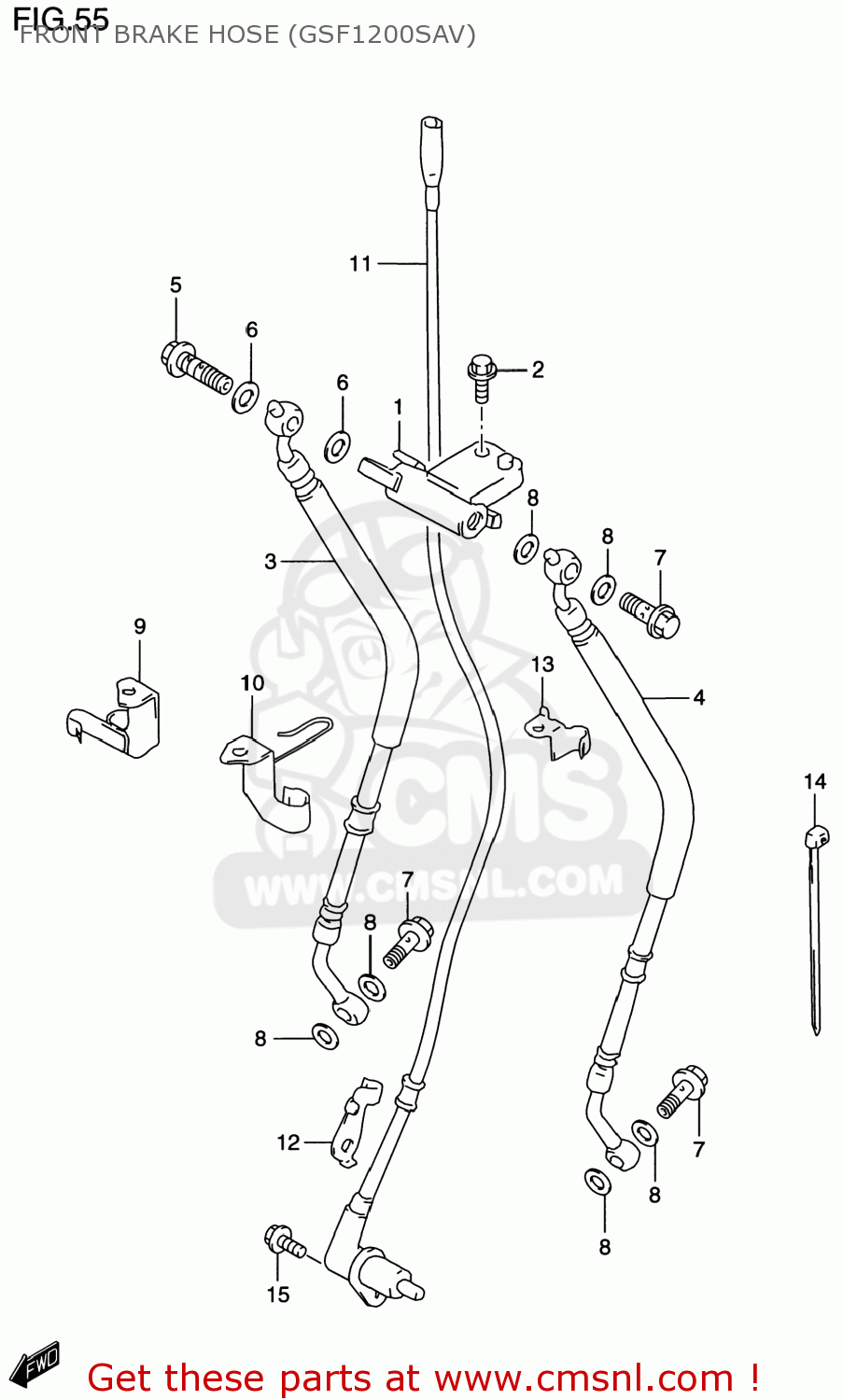 Suzuki GSF1200S BANDIT 2000 (Y) USA (E03) FRONT BRAKE HOSE (GSF1200SAV ...