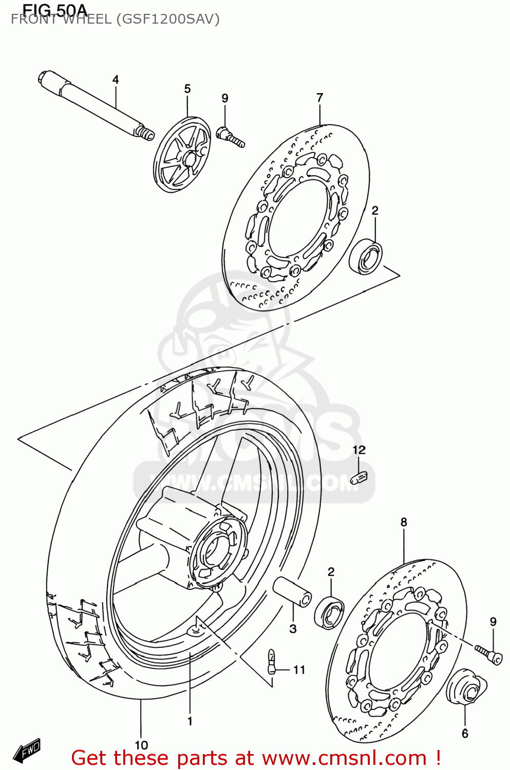 FRONT WHEEL (GSF1200SAV) GSF1200S BANDIT 2000 (Y) USA (E03)