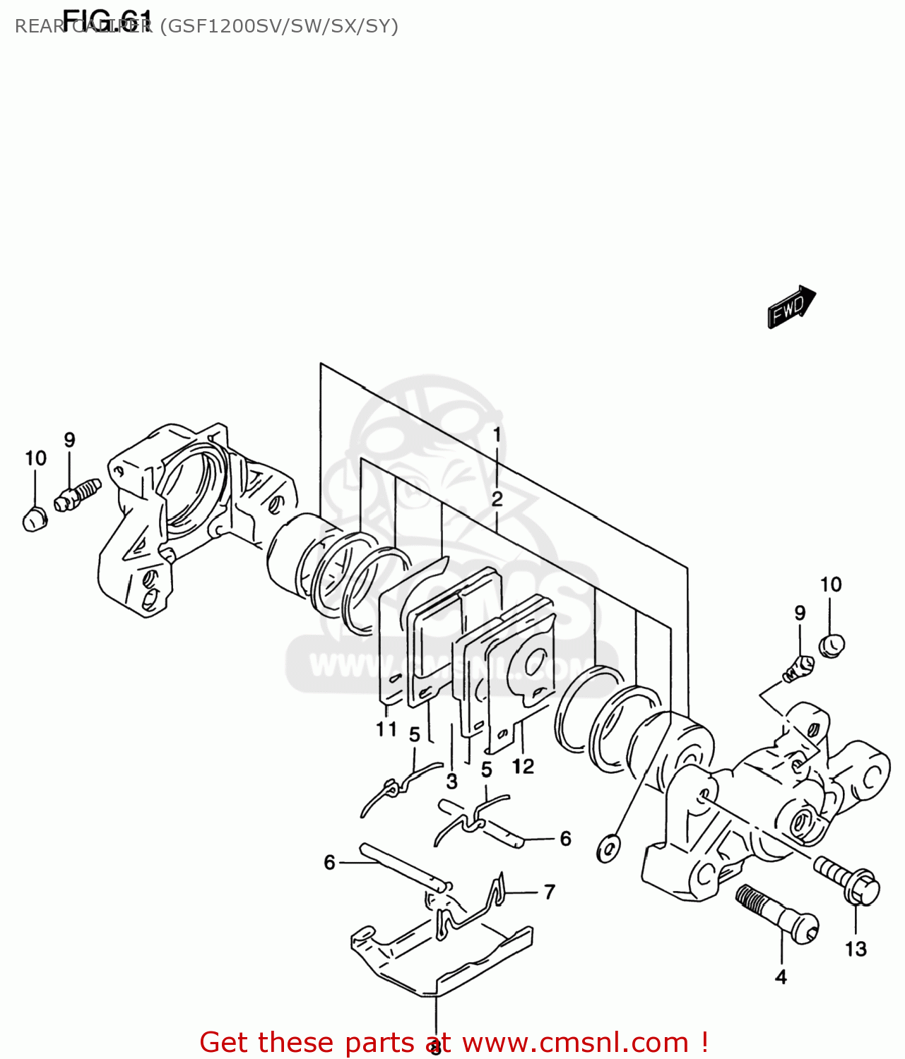 REAR CALIPER (GSF1200SV/SW/SX/SY) GSF1200S BANDIT 2000 (Y) USA (E03)