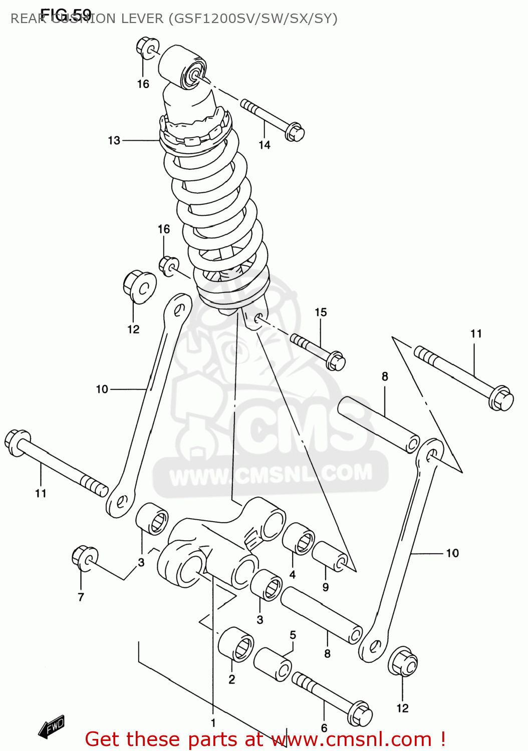 REAR CUSHION LEVER (GSF1200SV/SW/SX/SY) GSF1200S BANDIT 2000 (Y) USA (E03)
