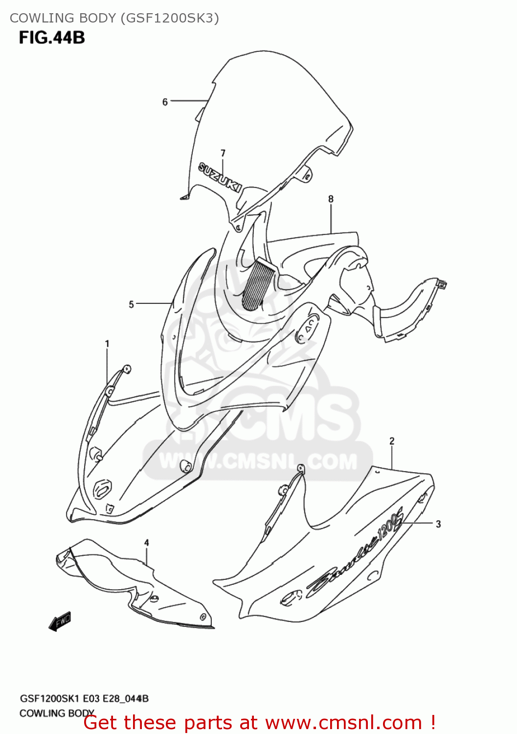 COWLING BODY (GSF1200SK3) GSF1200S BANDIT 2001 (K1) USA (E03)
