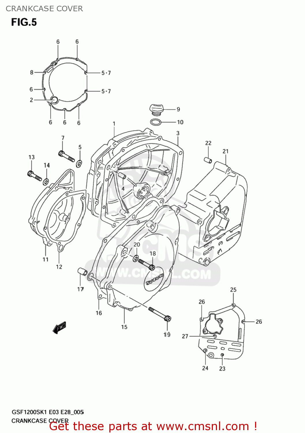 CRANKCASE COVER GSF1200S BANDIT 2001 (K1) USA (E03)