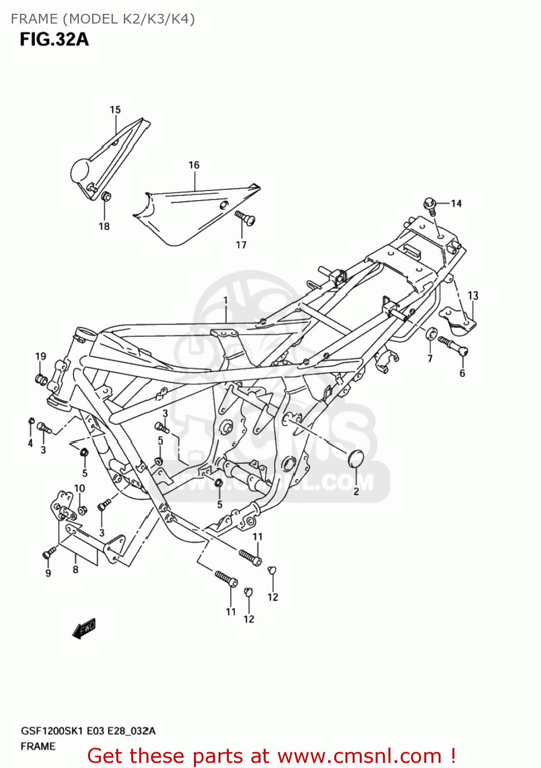 FRAME (MODEL K2/K3/K4) GSF1200S BANDIT 2001 (K1) USA (E03)