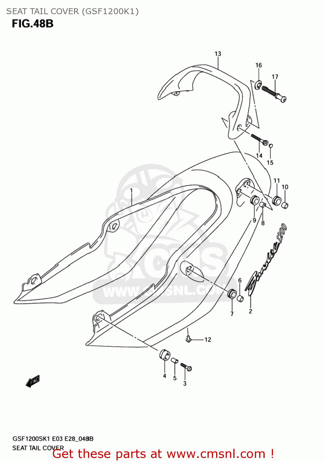 SEAT TAIL COVER (GSF1200K1) GSF1200S BANDIT 2001 (K1) USA (E03)