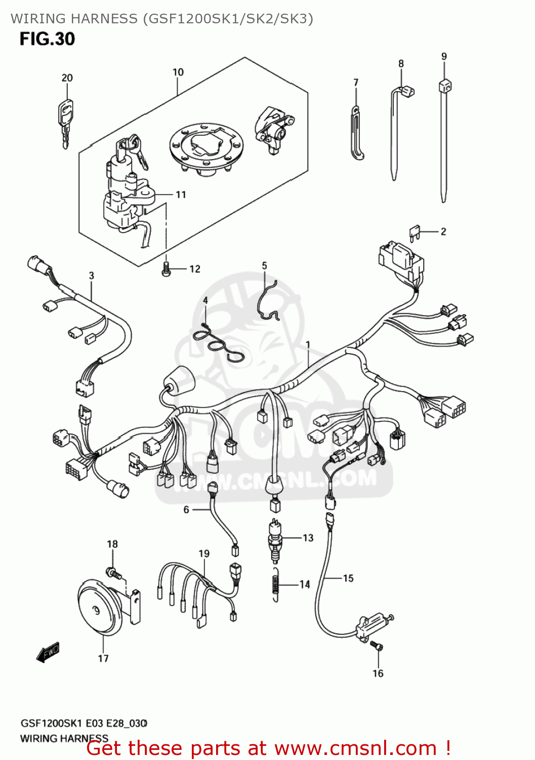 WIRING HARNESS (GSF1200SK1/SK2/SK3) GSF1200S BANDIT 2001 (K1) USA (E03)