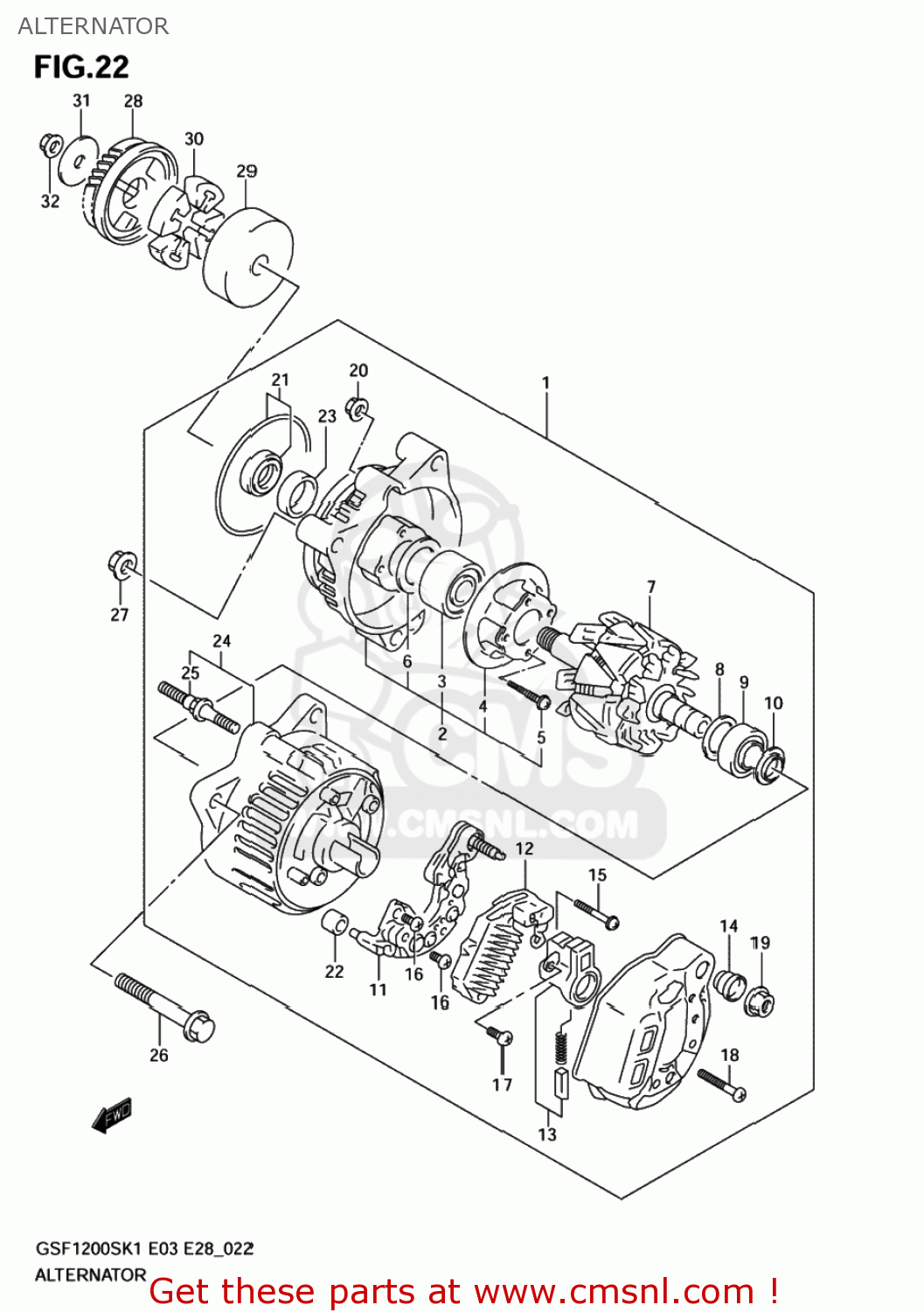 ALTERNATOR GSF1200S BANDIT 2002 (K2) USA (E03)