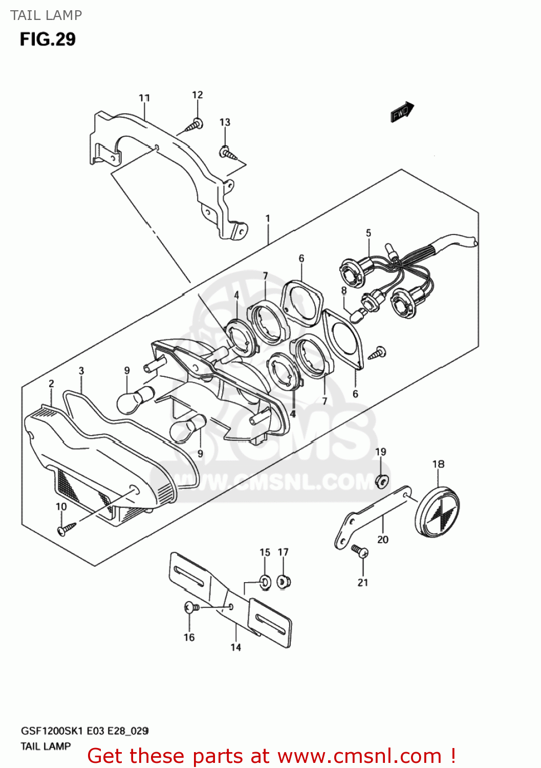 TAIL LAMP GSF1200S BANDIT 2002 (K2) USA (E03)