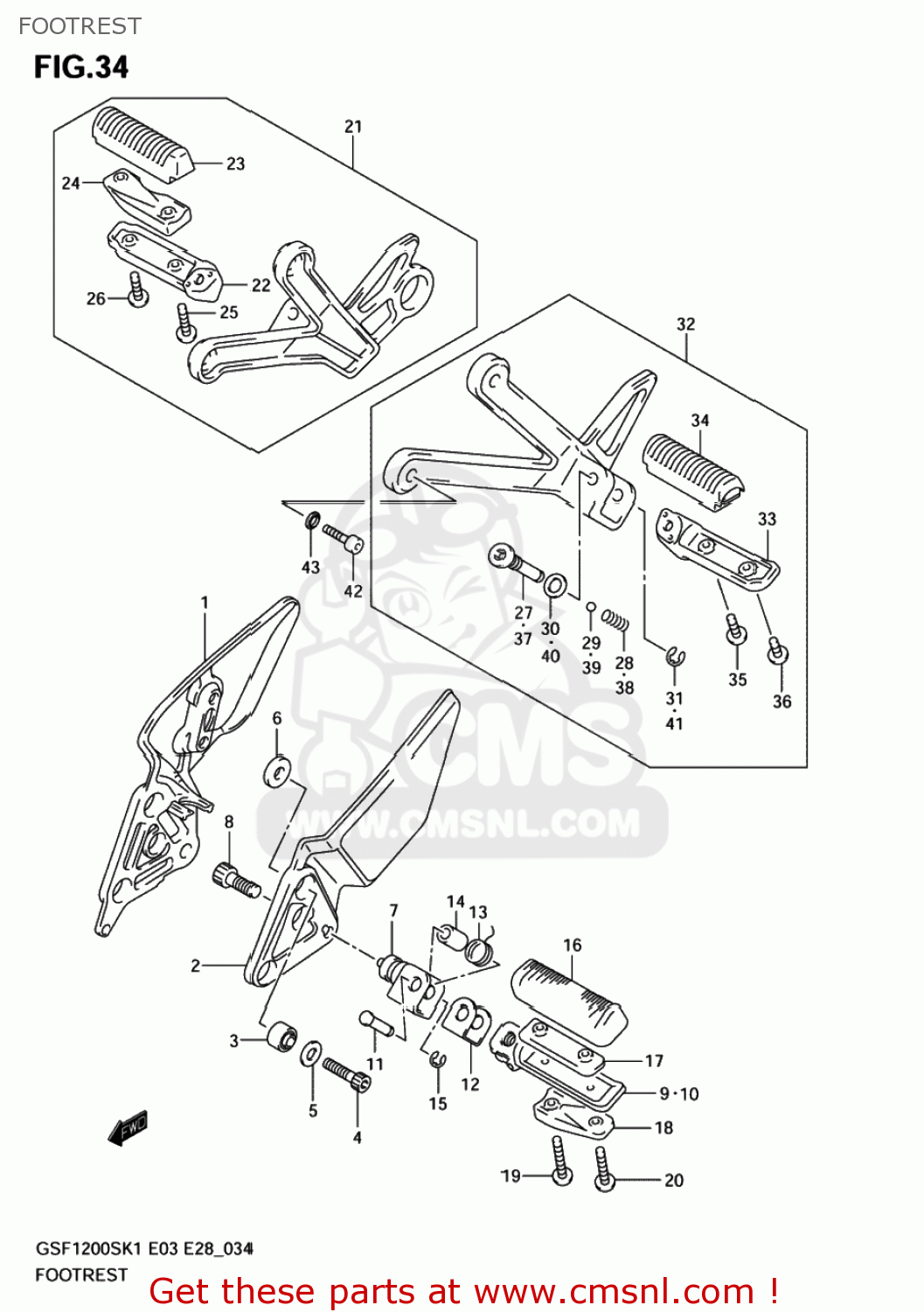FOOTREST GSF1200S BANDIT 2003 (K3) USA (E03)