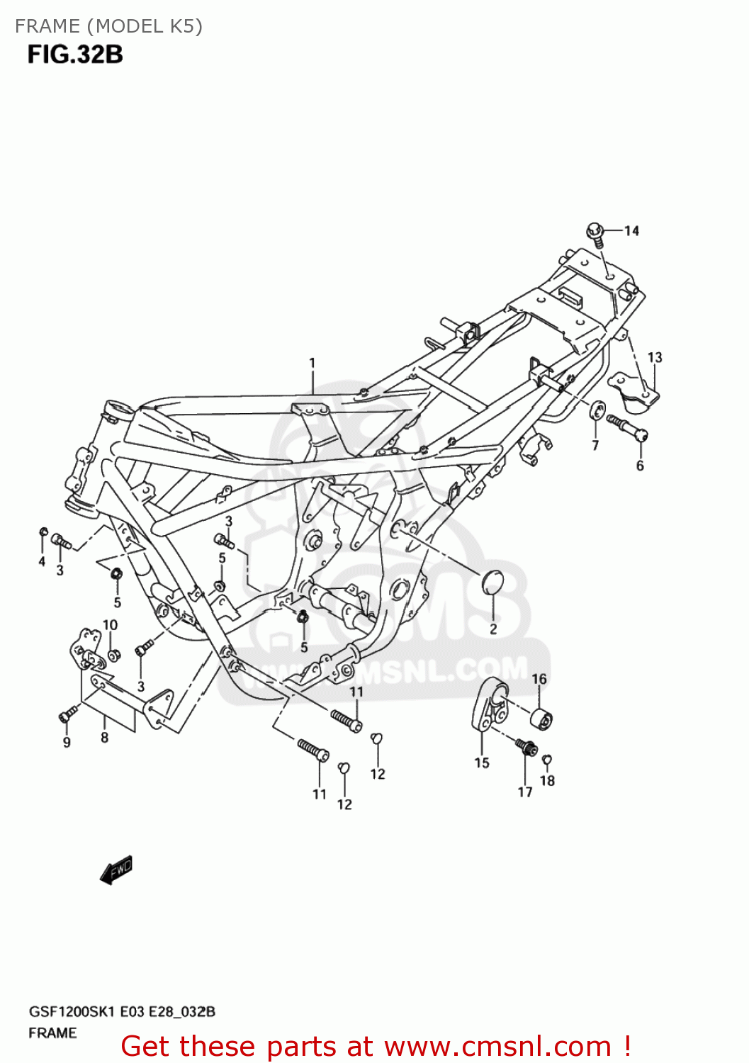 FRAME (MODEL K5) GSF1200S BANDIT 2004 (K4) USA (E03)