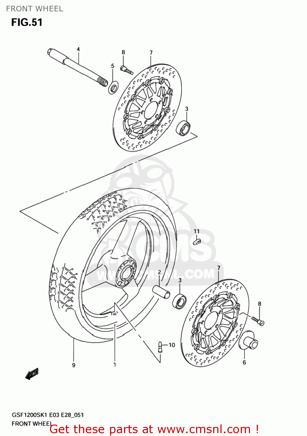 FRONT WHEEL GSF1200S BANDIT 2004 (K4) USA (E03)
