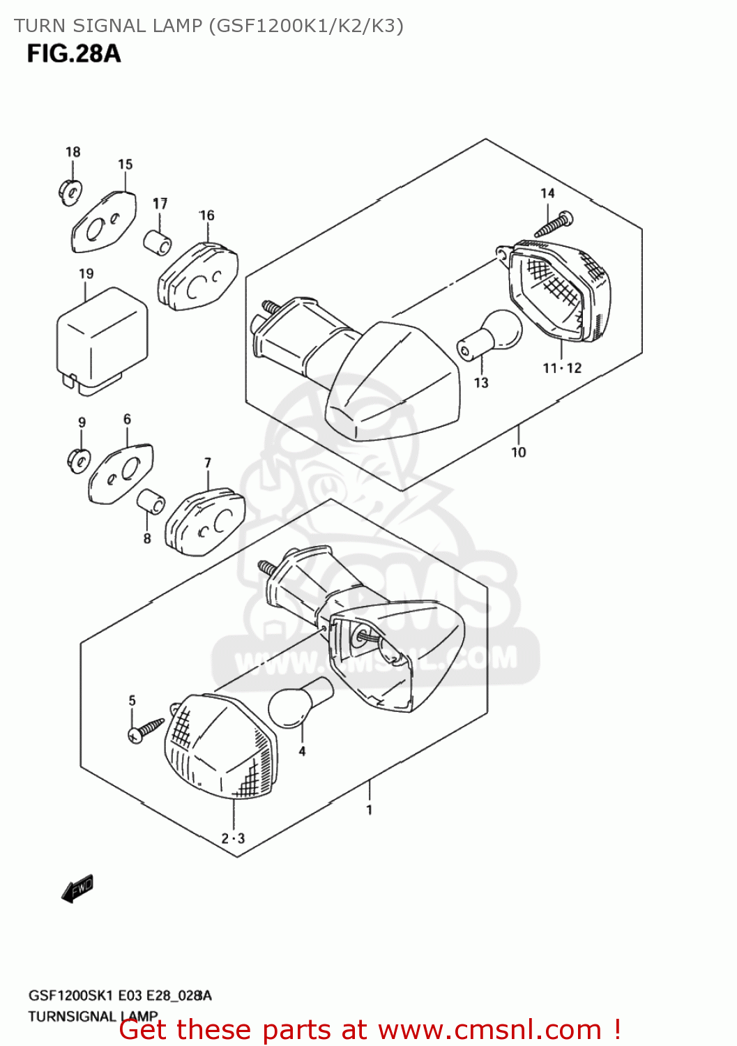 TURN SIGNAL LAMP (GSF1200K1/K2/K3) GSF1200S BANDIT 2004 (K4) USA (E03)