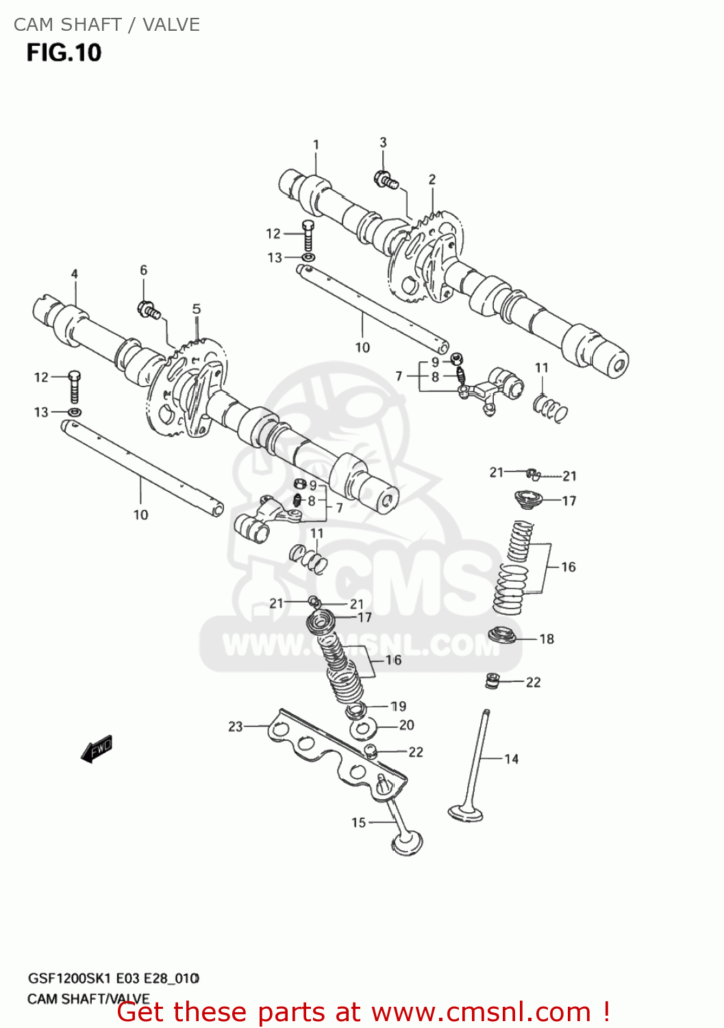 CAM SHAFT / VALVE GSF1200S BANDIT 2005 (K5) USA (E03)