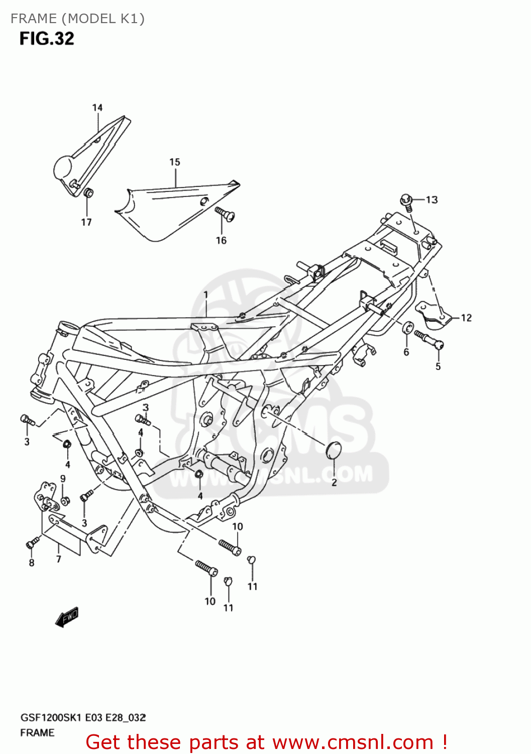 FRAME (MODEL K1) GSF1200S BANDIT 2005 (K5) USA (E03)
