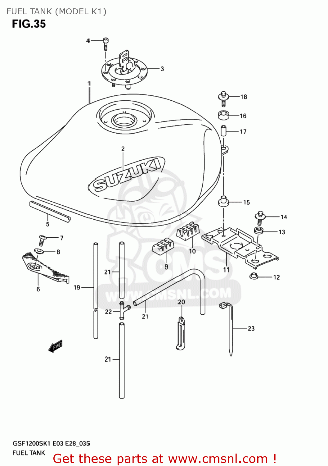 FUEL TANK (MODEL K1) GSF1200S BANDIT 2005 (K5) USA (E03)