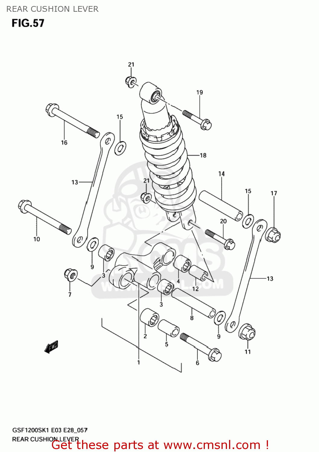 REAR CUSHION LEVER GSF1200S BANDIT 2005 (K5) USA (E03)