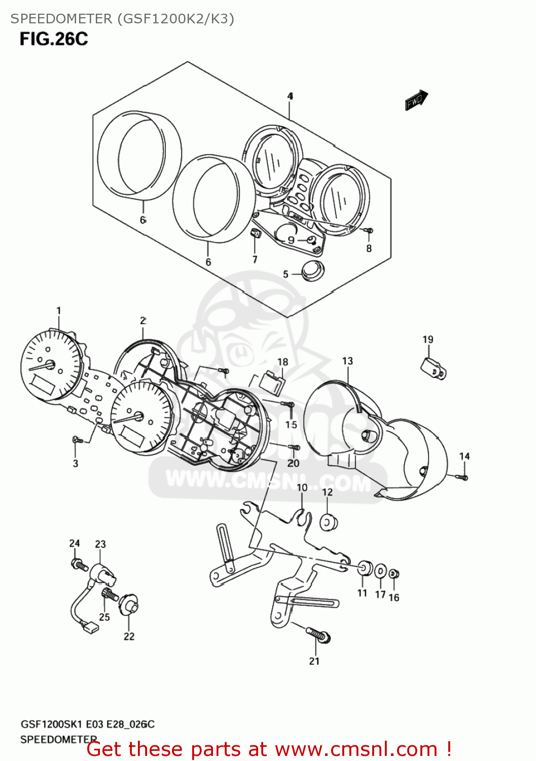 SPEEDOMETER (GSF1200K2/K3) GSF1200S BANDIT 2005 (K5) USA (E03)