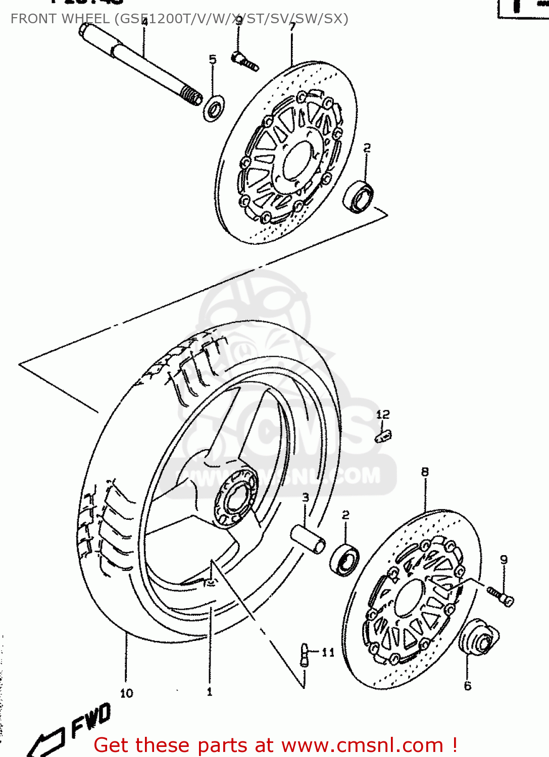 FRONT WHEEL (GSF1200T/V/W/X/ST/SV/SW/SX) GSF1200SA 1996 (T)