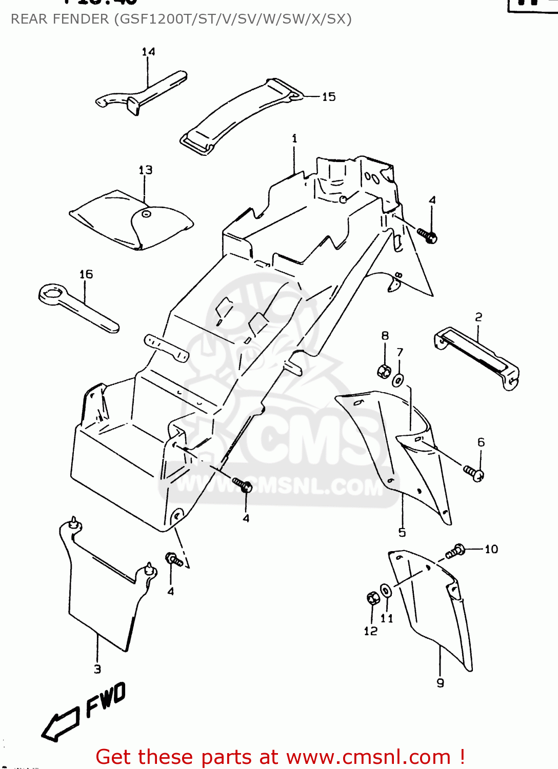REAR FENDER (GSF1200T/ST/V/SV/W/SW/X/SX) GSF1200SA 1997 (V) (E02 E04 E17 E18 E22 E24 E25 E34)