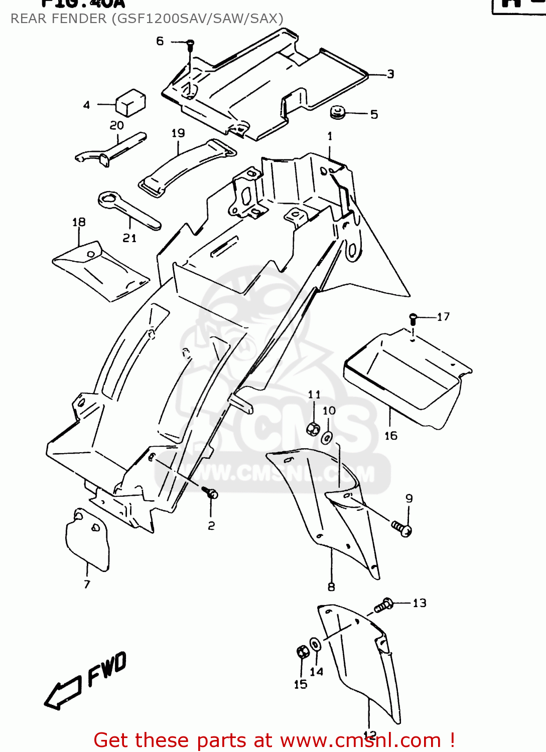 REAR FENDER (GSF1200SAV/SAW/SAX) GSF1200SA 1997 (V) (E02 E04 E17 E18 E22 E24 E25 E34)
