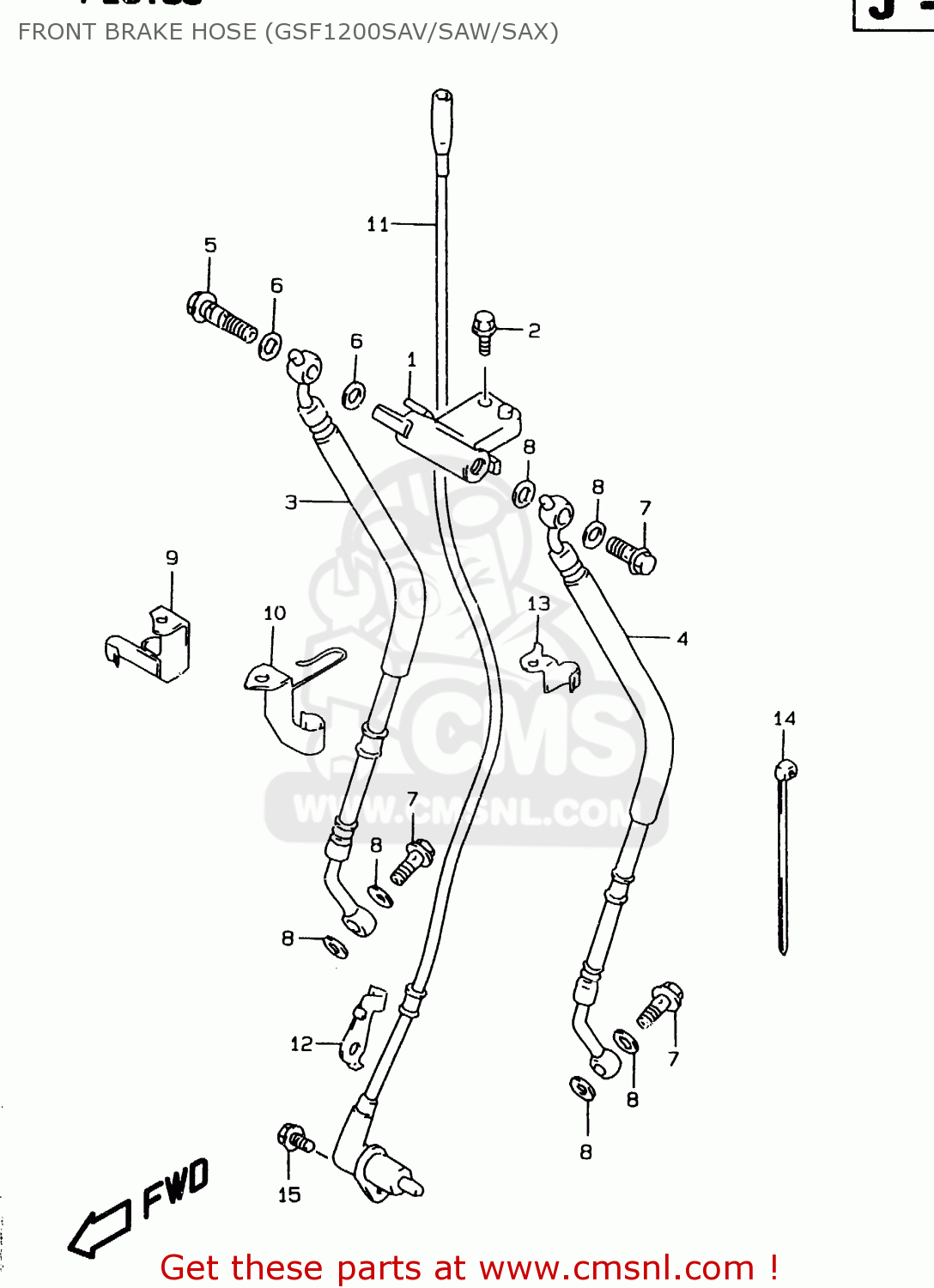 FRONT BRAKE HOSE (GSF1200SAV/SAW/SAX) GSF1200SA 1997 (V) (E02 E04 E17 E18 E22 E24 E25 E34)