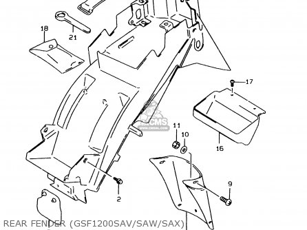 REAR FENDER (GSF1200SAV/SAW/SAX) - GSF1200SA 1997 (V) (E02 E04 E17 E18 E22 E24 E25 E34)