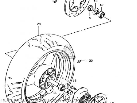 REAR WHEEL (GSF1200T/V/W/X/ST/SV/SW/SX) - GSF1200SA 1997 (V) (E02 E04 E17 E18 E22 E24 E25 E34)