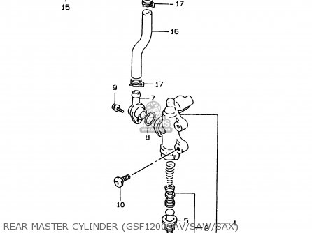 REAR MASTER CYLINDER (GSF1200SAV/SAW/SAX) - GSF1200SA 1997 (V) (E02 E04 E17 E18 E22 E24 E25 E34)