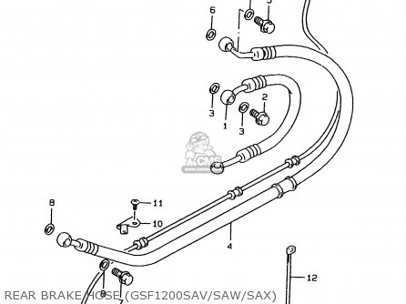 REAR BRAKE HOSE (GSF1200SAV/SAW/SAX) - GSF1200SA 1997 (V) (E02 E04 E17 E18 E22 E24 E25 E34)