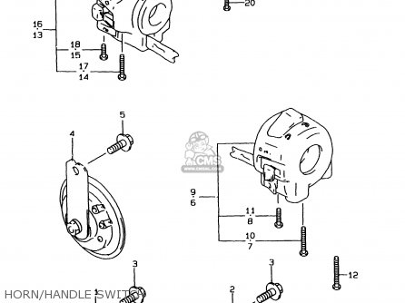 HORN/HANDLE SWITCH - GSF1200SA 1998 (W) (E17 E18 E22 E34)
