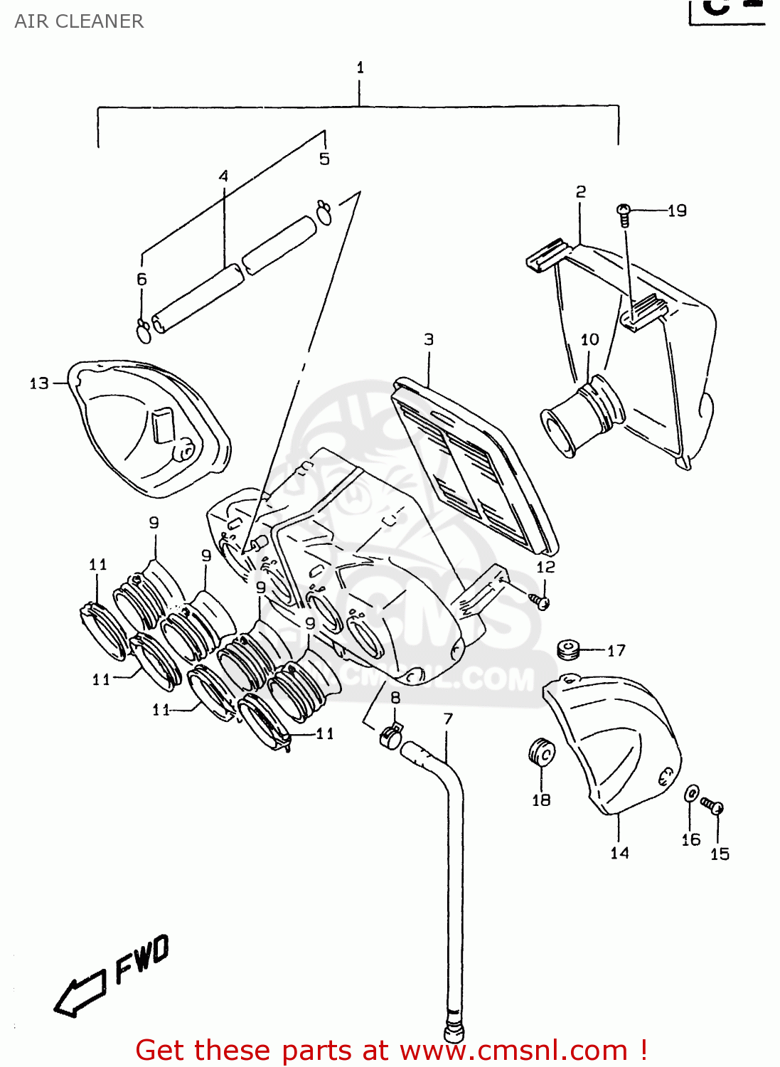 AIR CLEANER GSF1200SA 1999 (X) (E02 E04 E17 E18 E22 E24 E25 E34)