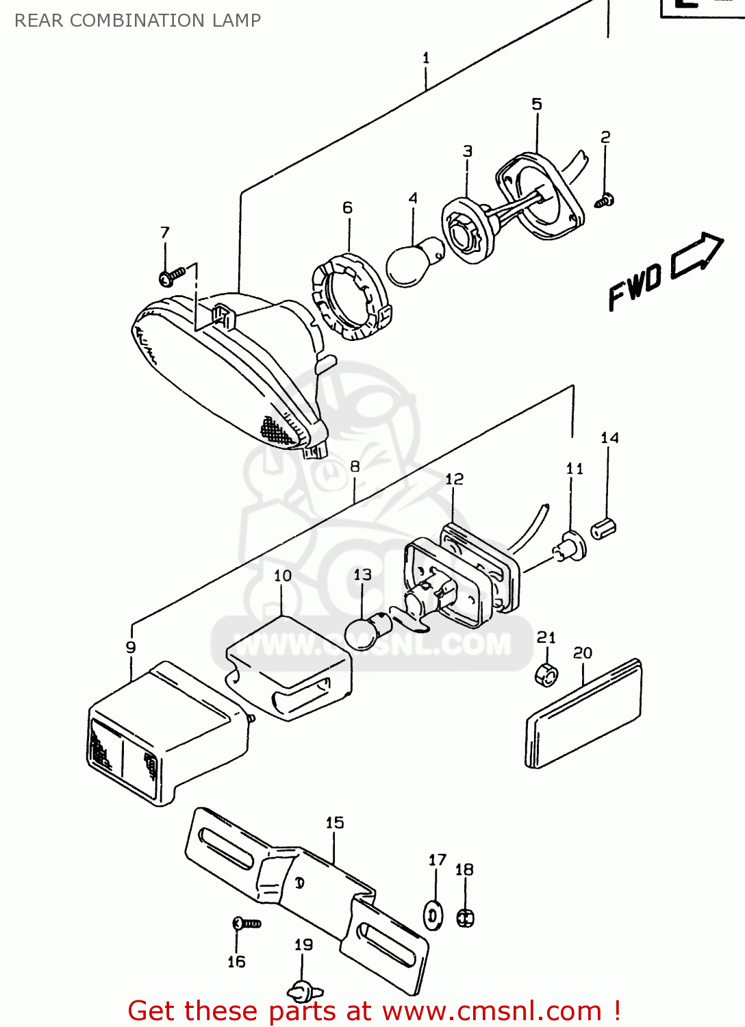 REAR COMBINATION LAMP GSF1200SA 1999 (X) (E02 E04 E17 E18 E22 E24 E25 E34)