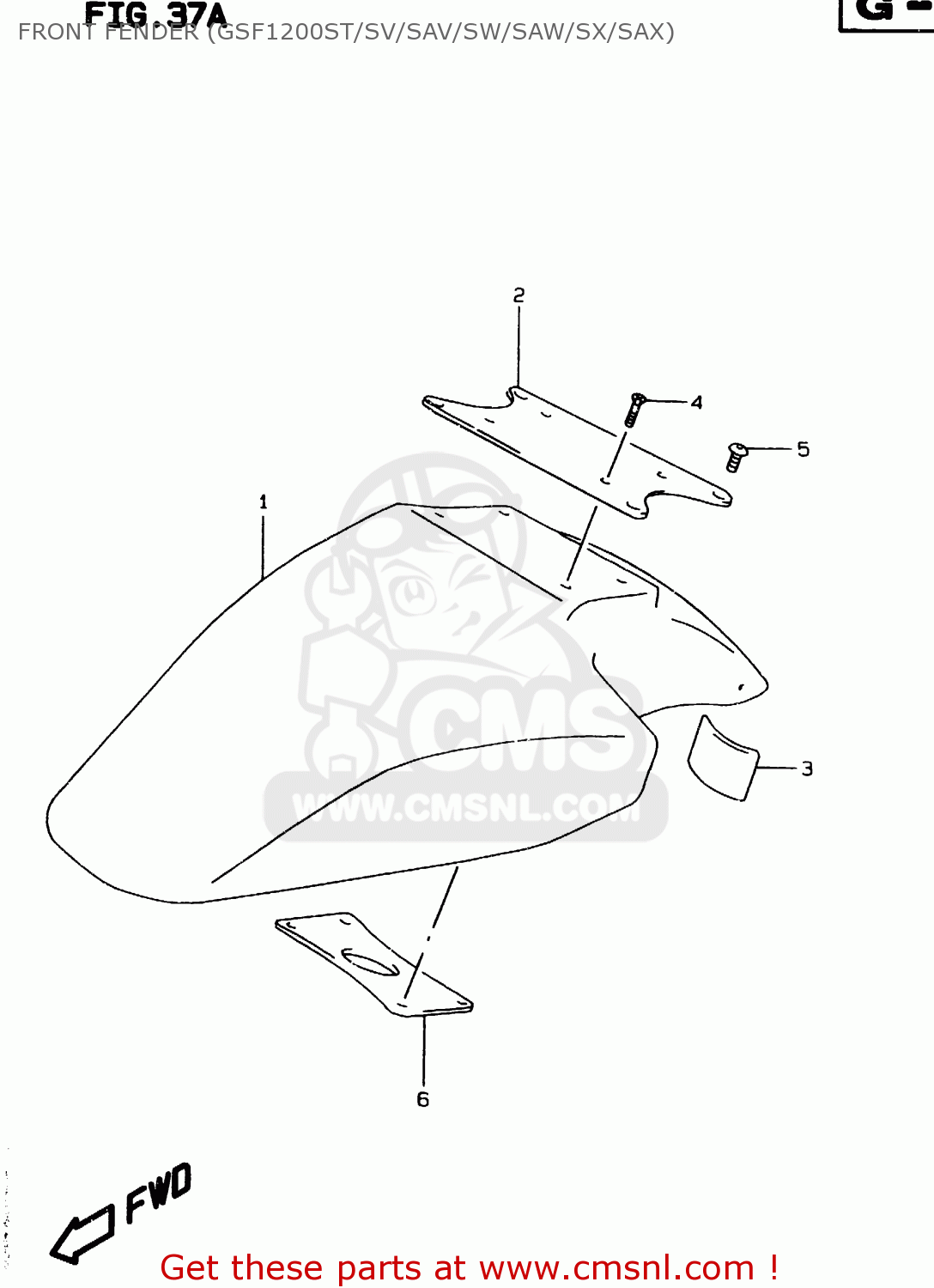FRONT FENDER (GSF1200ST/SV/SAV/SW/SAW/SX/SAX) GSF1200SA 1999 (X) (E02 E04 E17 E18 E22 E24 E25 E34)