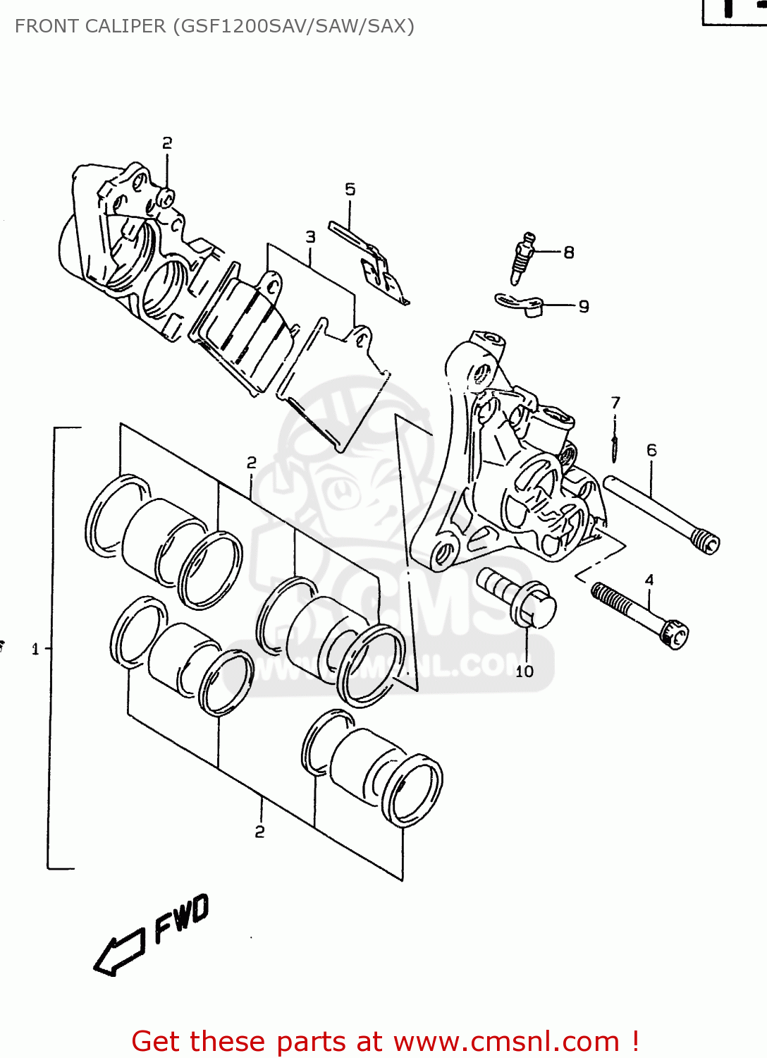 FRONT CALIPER (GSF1200SAV/SAW/SAX) GSF1200SA 1999 (X) (E02 E04 E17 E18 E22 E24 E25 E34)