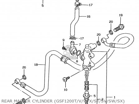 REAR MASTER CYLINDER (GSF1200T/V/W/X/ST/SV/SW/SX) - GSF1200SA 1999 (X) (E02 E04 E17 E18 E22 E24 E25 E34)