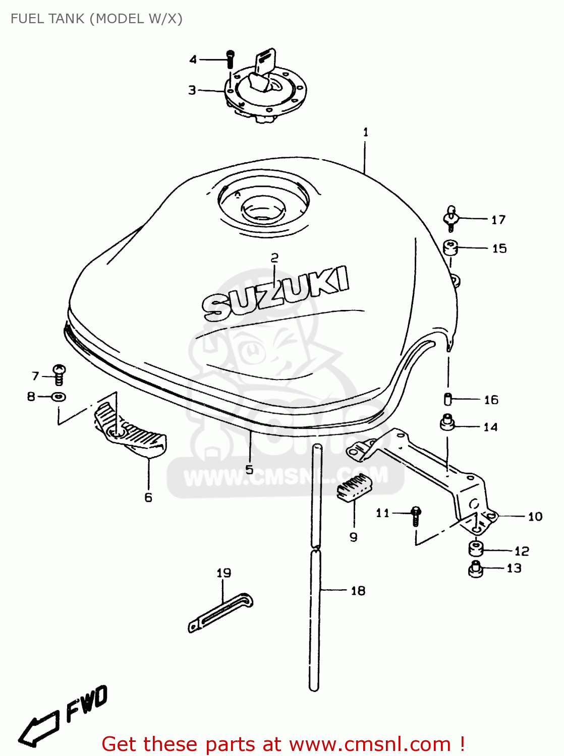 FUEL TANK (MODEL W/X) GSF1200SA 2000 (Y) (E02 E04 E17 E18 E22 E24 E25 E34)