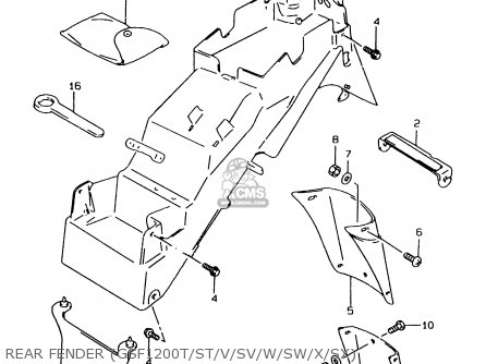 REAR FENDER (GSF1200T/ST/V/SV/W/SW/X/SX) - GSF1200SA 2000 (Y) (E02 E04 E17 E18 E22 E24 E25 E34)