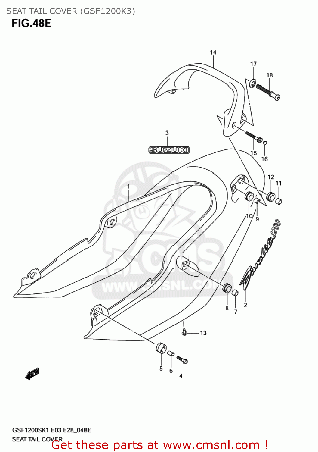 SEAT TAIL COVER (GSF1200K3) GSF1200Z BANDIT 2001 (K1) USA (E03)