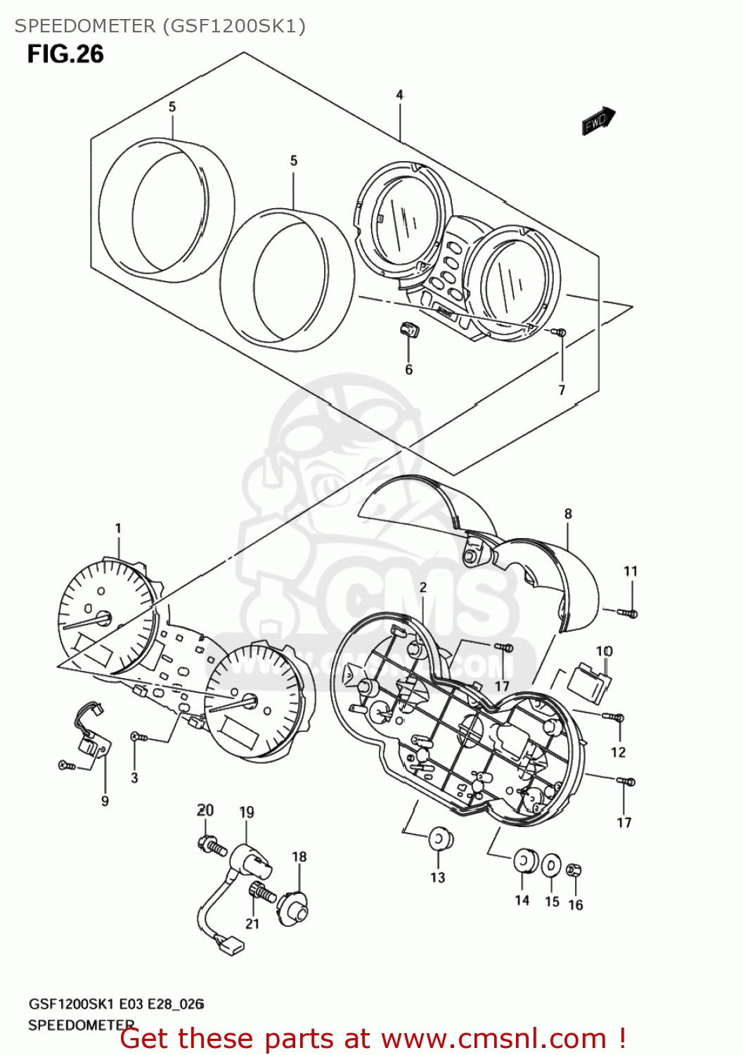SPEEDOMETER (GSF1200SK1) GSF1200Z BANDIT 2001 (K1) USA (E03)