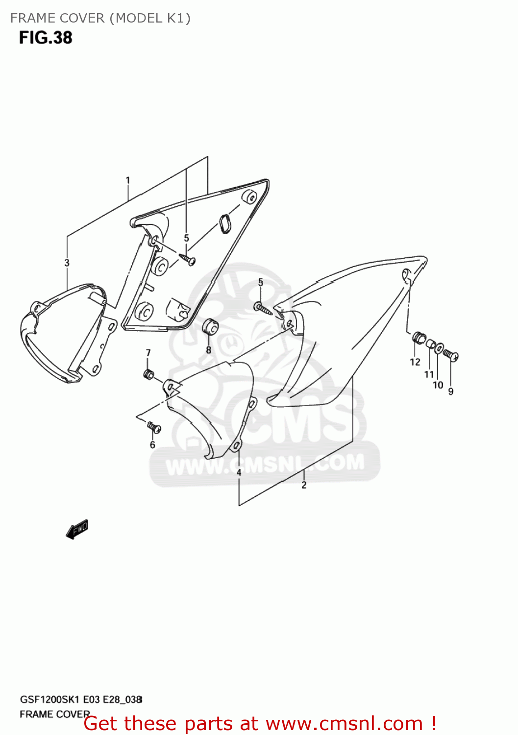 FRAME COVER (MODEL K1) GSF1200Z BANDIT 2002 (K2) USA (E03)