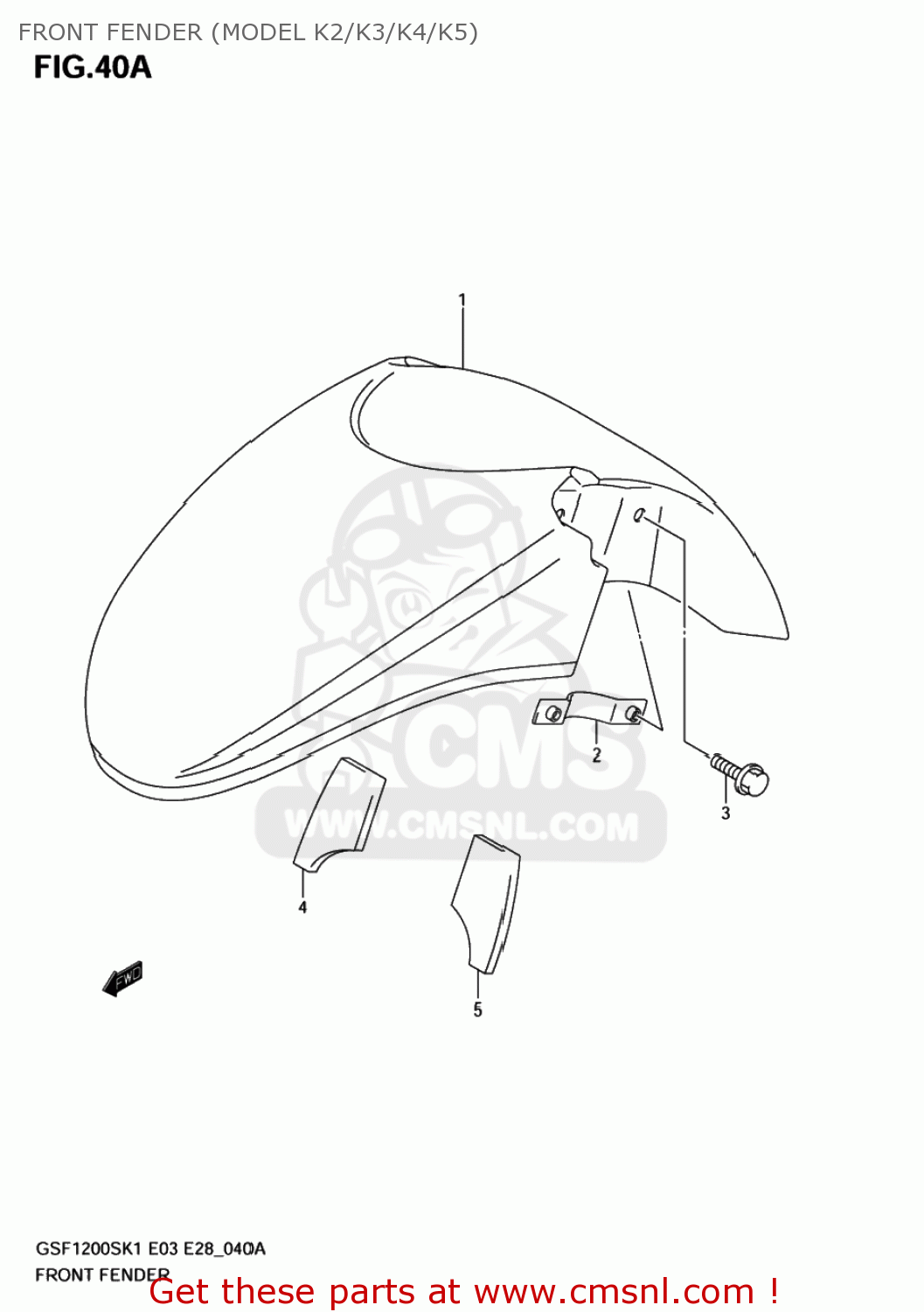 FRONT FENDER (MODEL K2/K3/K4/K5) GSF1200Z BANDIT 2002 (K2) USA (E03)